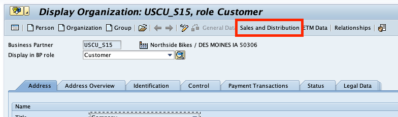 SAP GUI Transaction BP