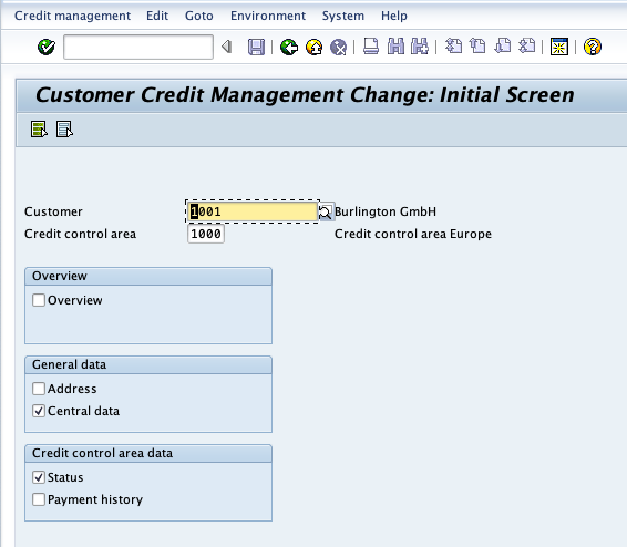 Change the credit limit in SAP